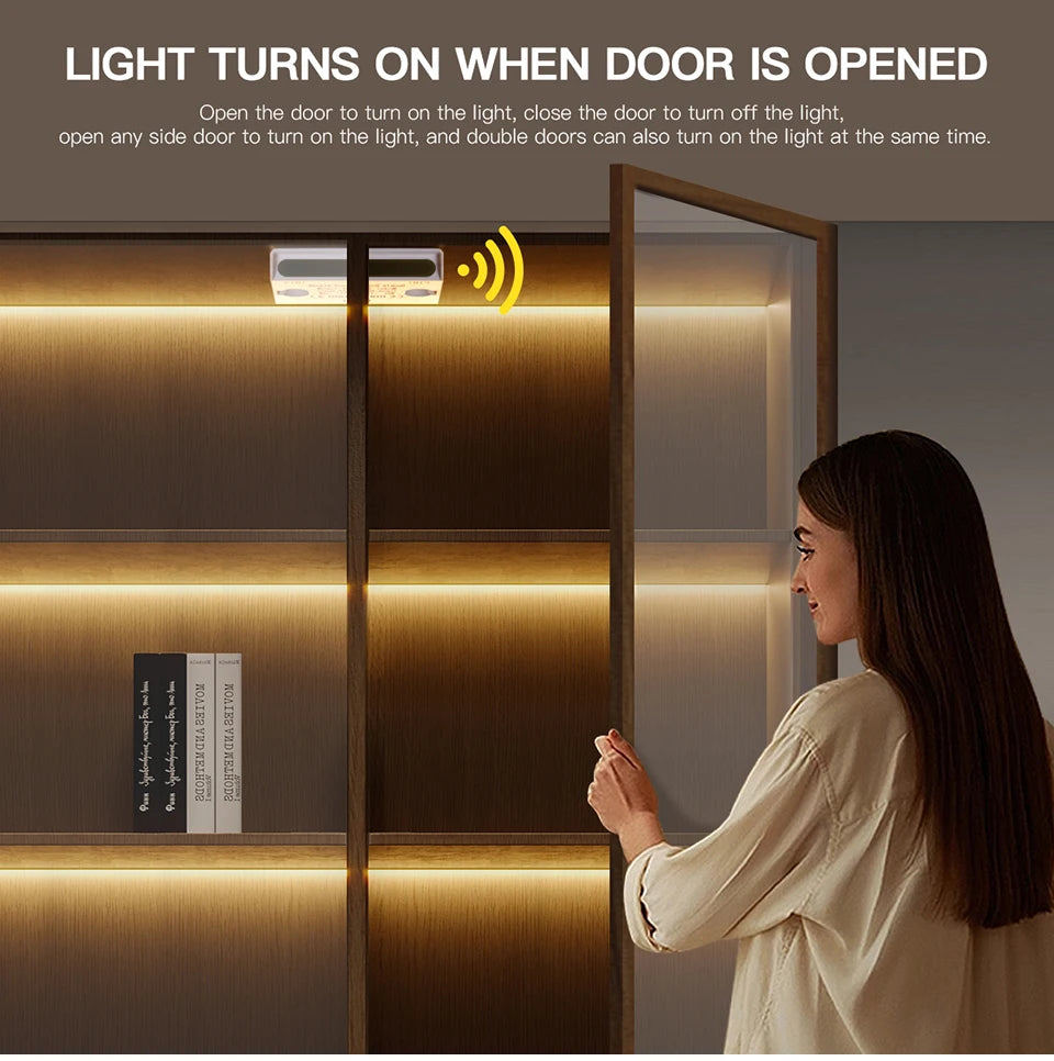 12V COB LED Strip Light Smart Double Door Sensor Switch Cabinet lights for your room Lighting Dupont LED Tape Door Open Light-ON
