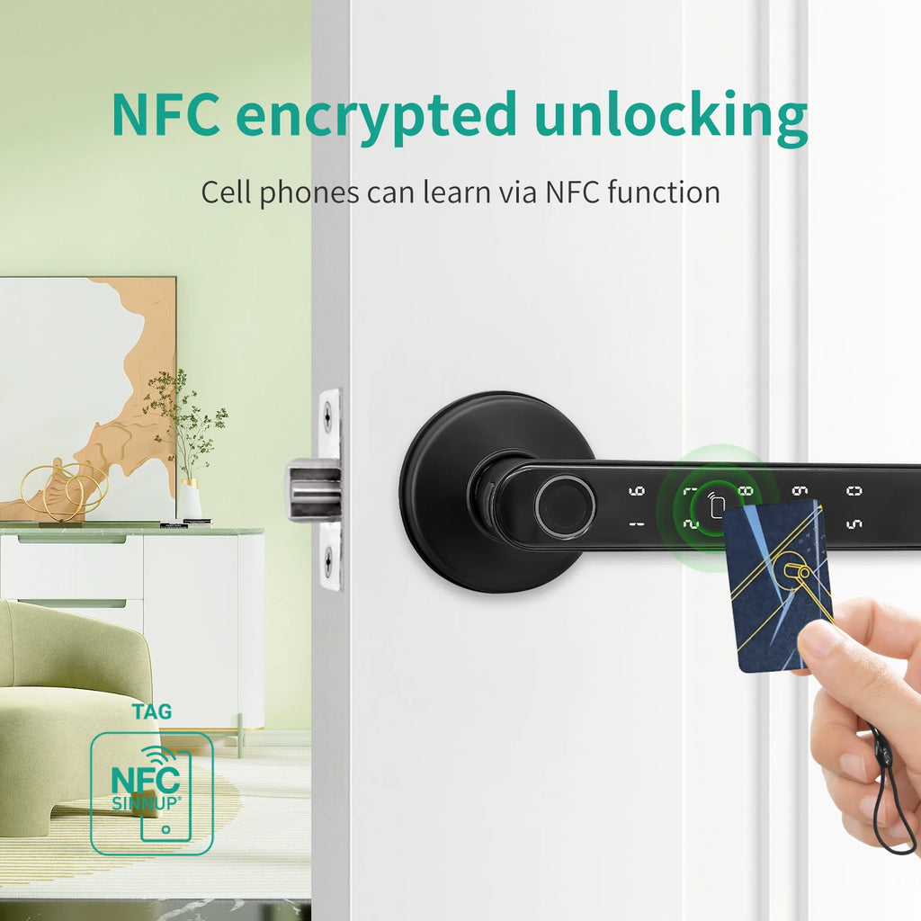 Tuya 5-in-1 Door Lock Smart Home Products Fingerprint Locks	Remote Control App Unlock Support Password IC Card Key Unlock
