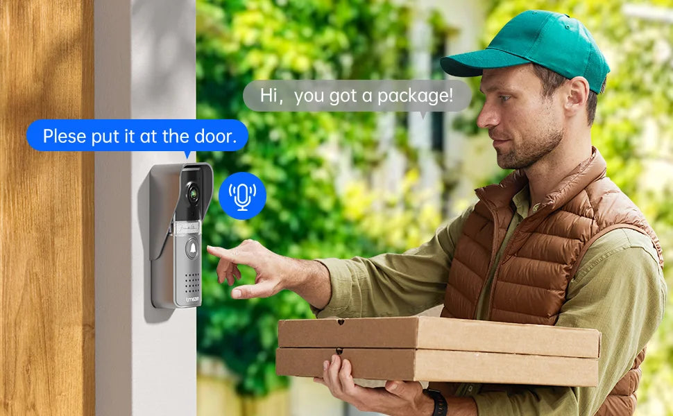 TMEZON Video Door Intercom Doorbell Intercom System, 7 Inch 1 Monitor 1 Camera Touch Button, Night Vision