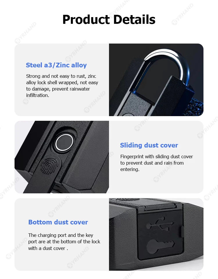 IP67 TTLock Bluetooth APP Smart Padlock Fingerprint Lock Keyless Mini Bag with Aleax Google Home Electronic Door Lock