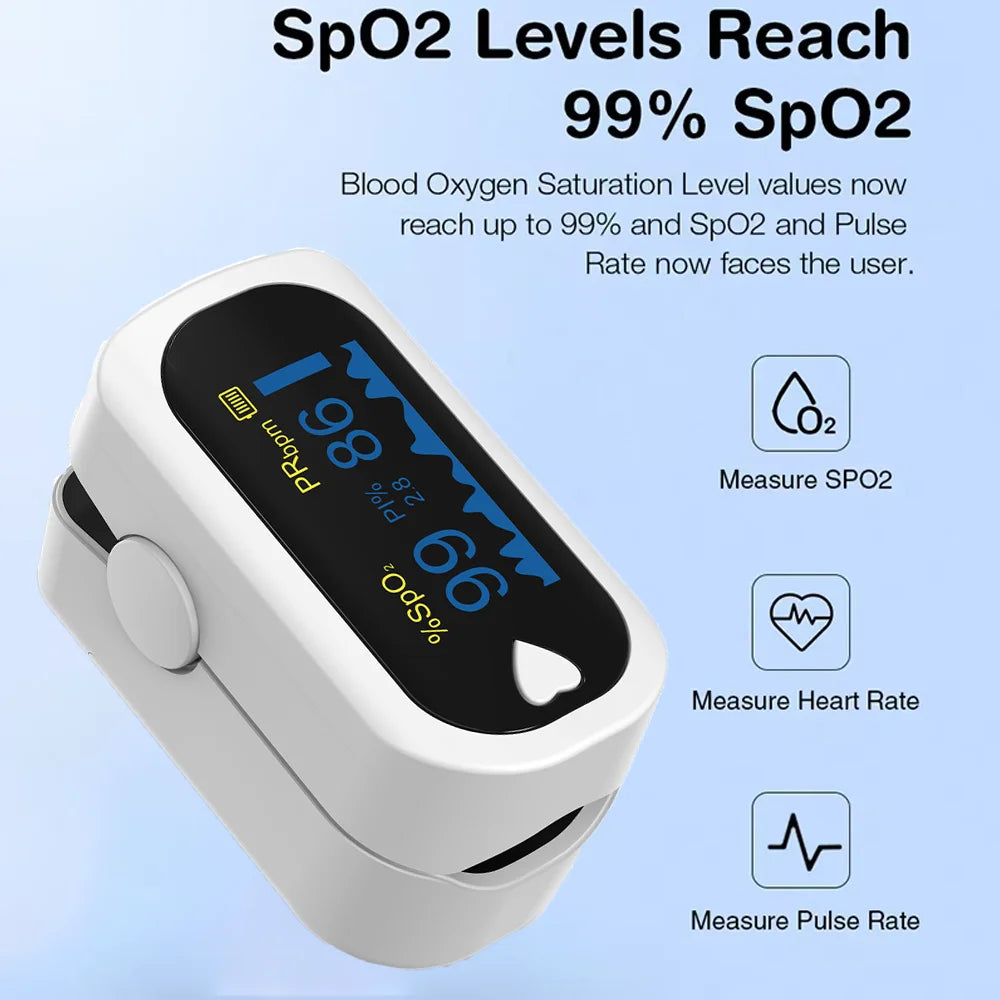 Finger Pulse Oximeter OLED Blood Oxygen Saturation Heart Rate Monitor Oxymeters Medical With Respiratory Digital Oximeter
