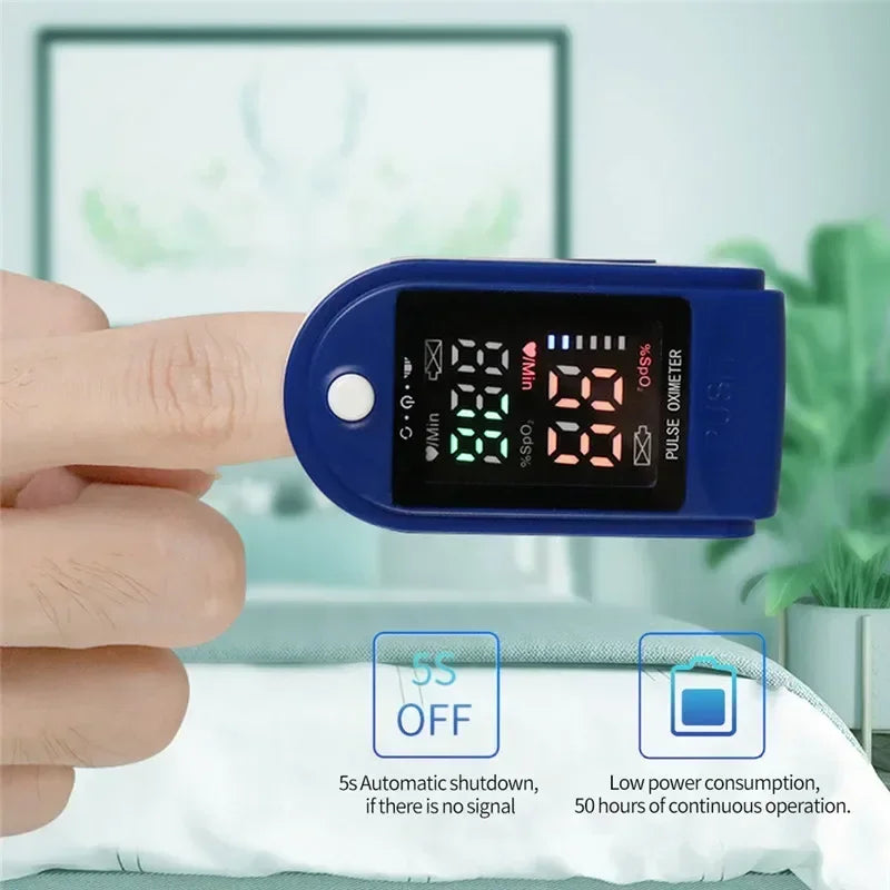 Finger Oximeter Digital Fingertip Pulse Oximeter Blood Oxygen Saturation Meter Finger SPO2 PR Heart Rate Monitor Health Care