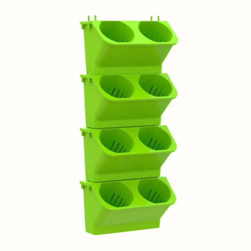 Light green stackable wall planter set with 4 tiers and two oval cups per tier.
