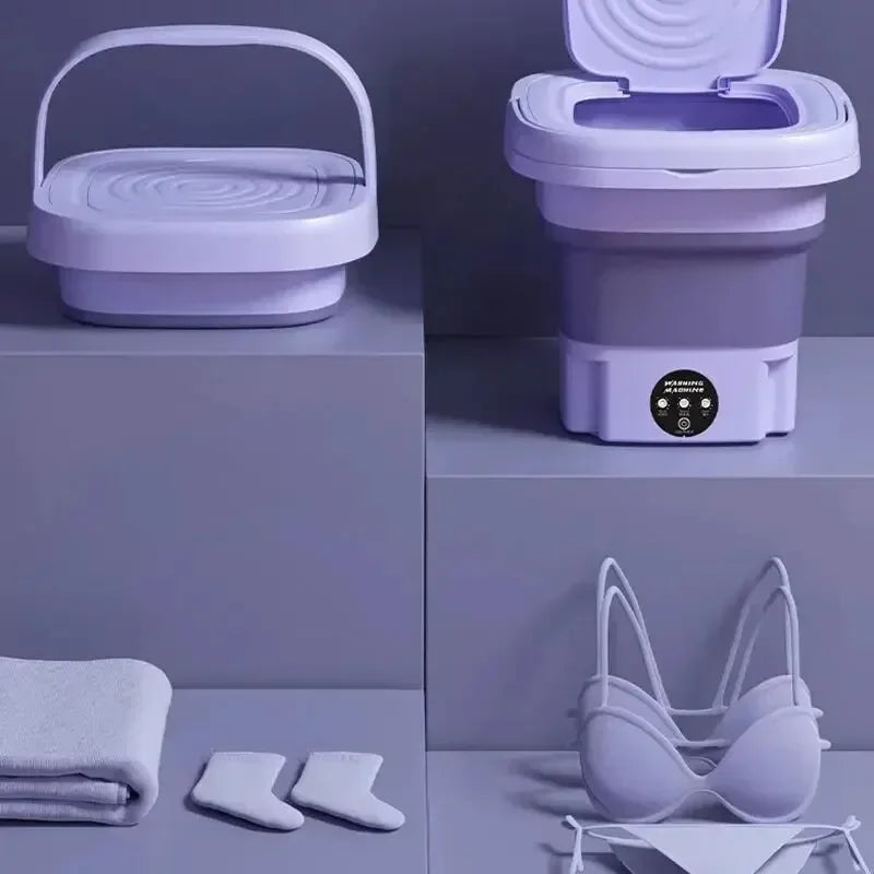 Tidesmit 8L foldable portable washing machine with spin dryer showing compact laundry design for travel or apartments
