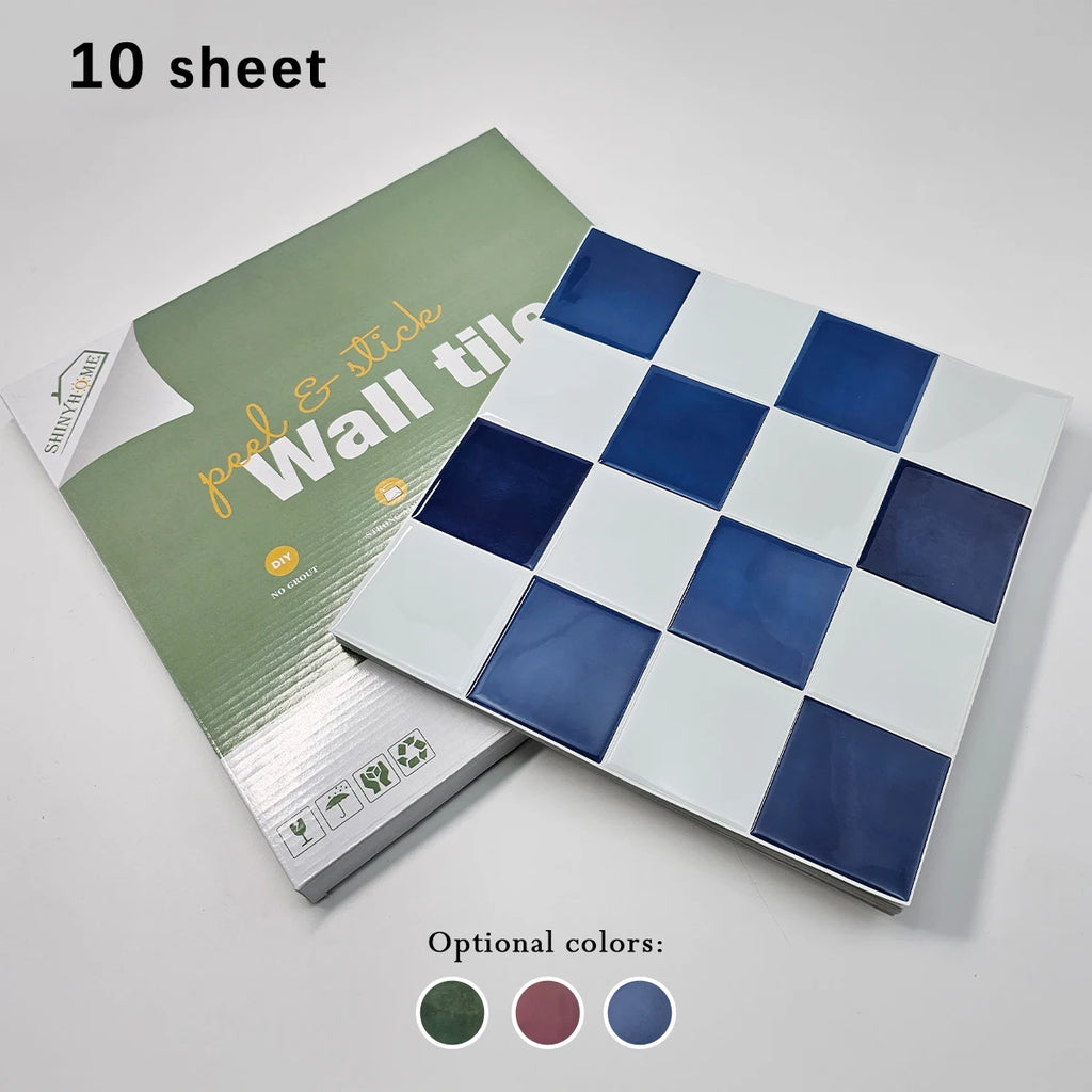 10/30 PC 3D Mosaic Style Self-Adhesive Wall Tile Kitchen Backsplash  Suitable for Kitchen Wall Decoration Square 10.5" x 10.5"