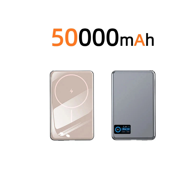 Magnetic Fast Charging Power Bank - High Capacity Travel Battery Pack Gold 50000mAh Tidesmit