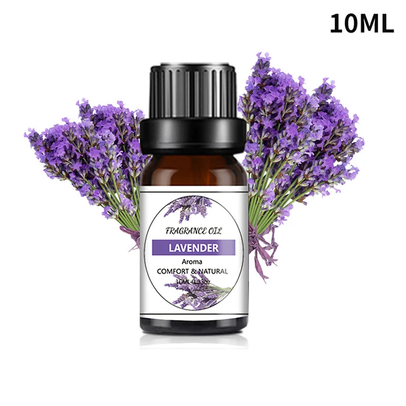 10ML Cherry Strawberry Lavender Jasmine Rose Vanilla Essential Oils for Diffuser, Humidifier, Massage, Candle, Soap Making