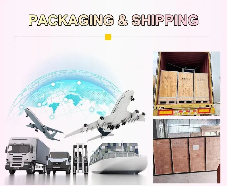 Vending machine packaging and shipping with wooden crates, pallets, and transport vehicles