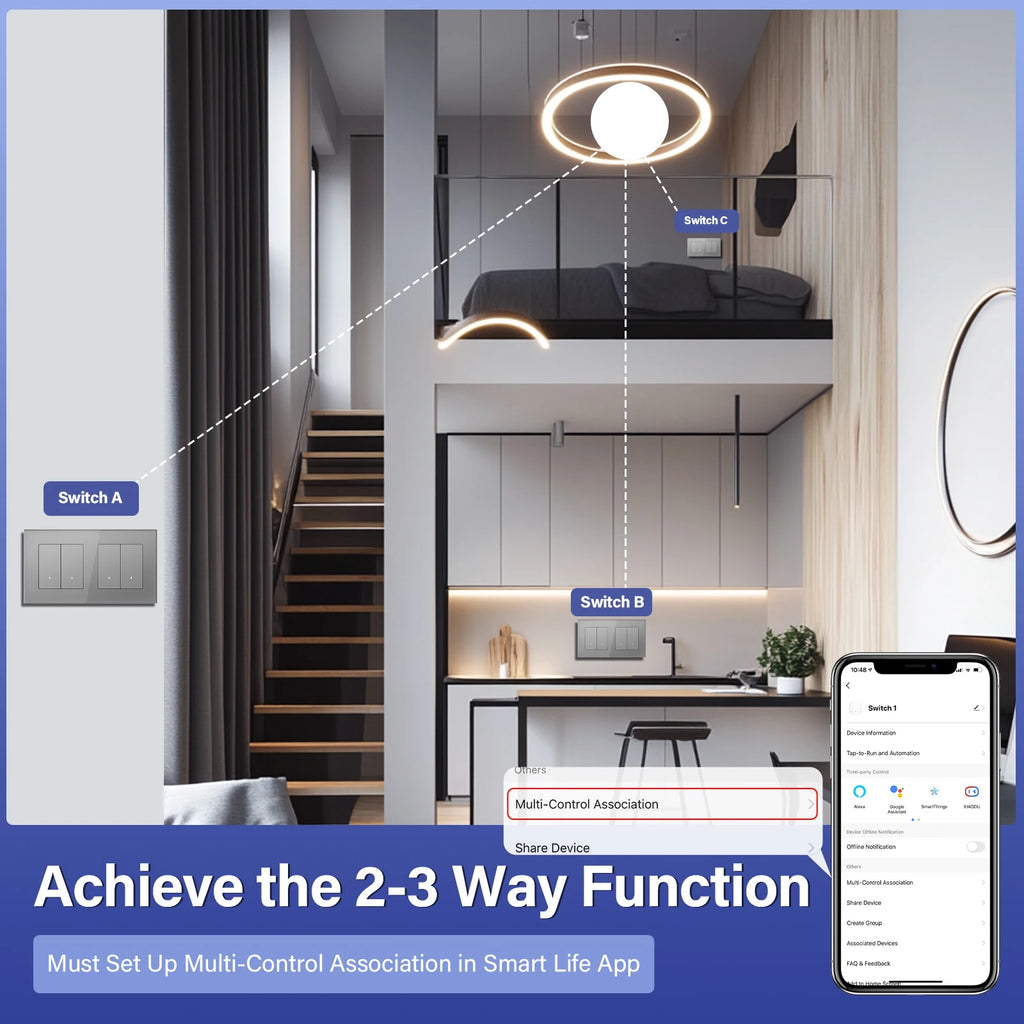 Zigbee Smart Light Switch Glass Panel - App-Controlled Automation Tidesmit