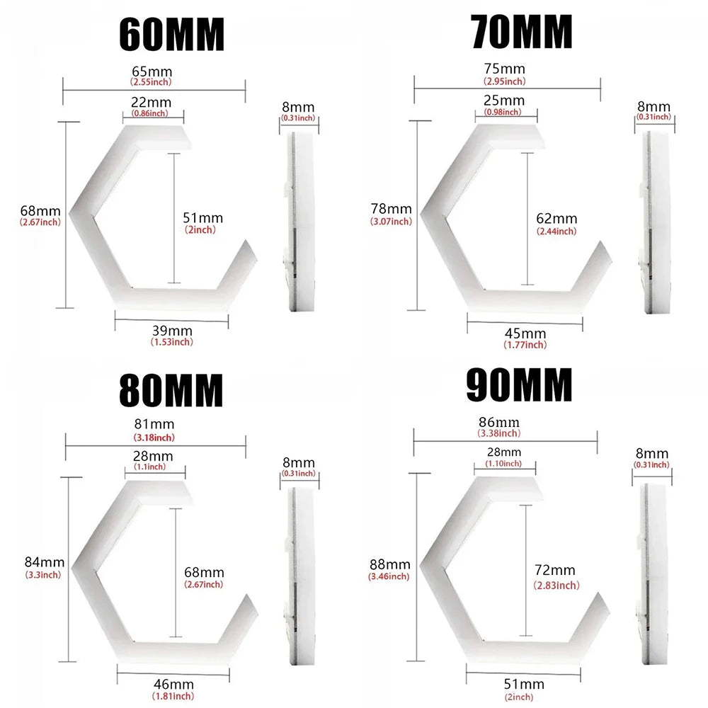 Hexagon LED Angel Eyes RGB Halo Rings for Headlight - Multi-Size Tidesmit