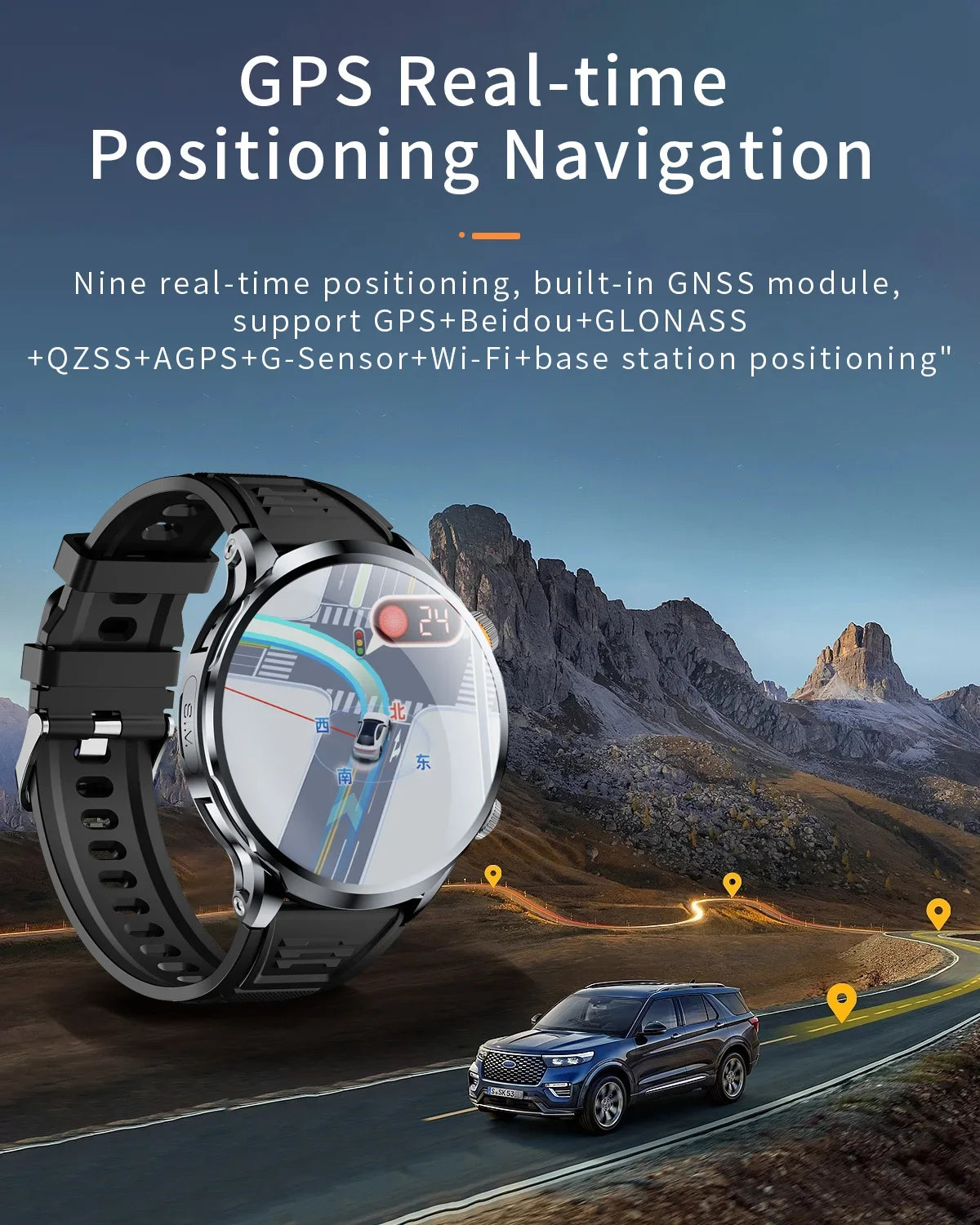 Smart Watch With 1.95 inch IPS 1100mah Battery 128GB ROM 500W Camera GPS WIFI Heart Rate APP Download Smartwatch Android 9.0