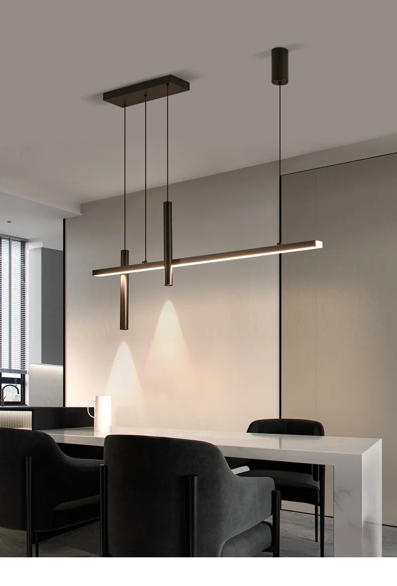 Linear LED Chandelier for Dining Room - Modern Dimmable Pendant Light Tidesmit