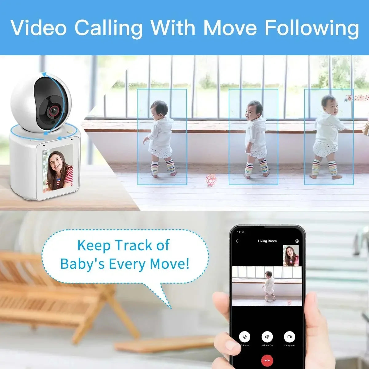 xiaohuang home video call, CCTV camera, home wireless WIFI mini security camera cd card infrared night vision, mobile tracking