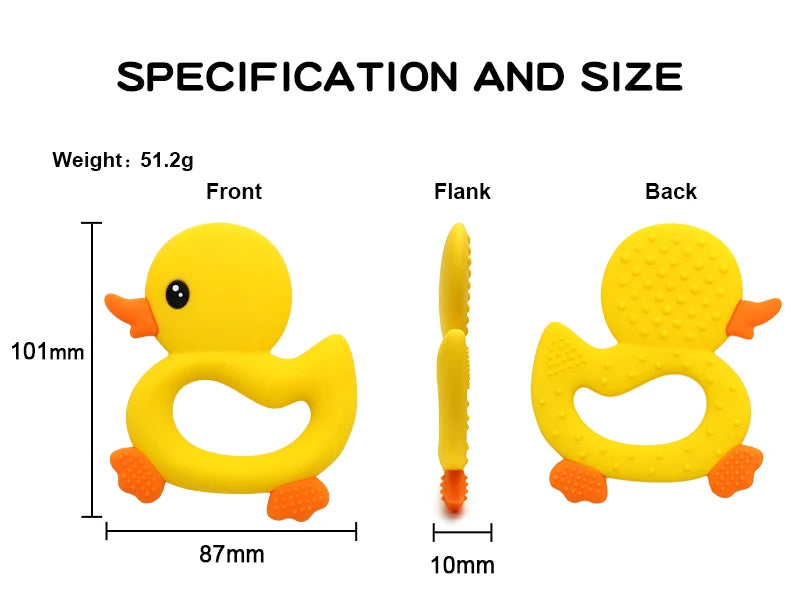 2025 Baby Duck Shape Teether Cartoon Swimming Duck Silicone Teether Baby Toy Teething Accessories