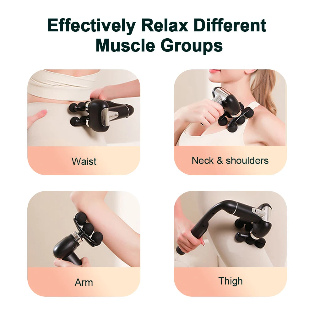 Fascia Massage Gun - 6-Head Deep Tissue Muscle Relief Device Back Massage Instrument Tidesmit