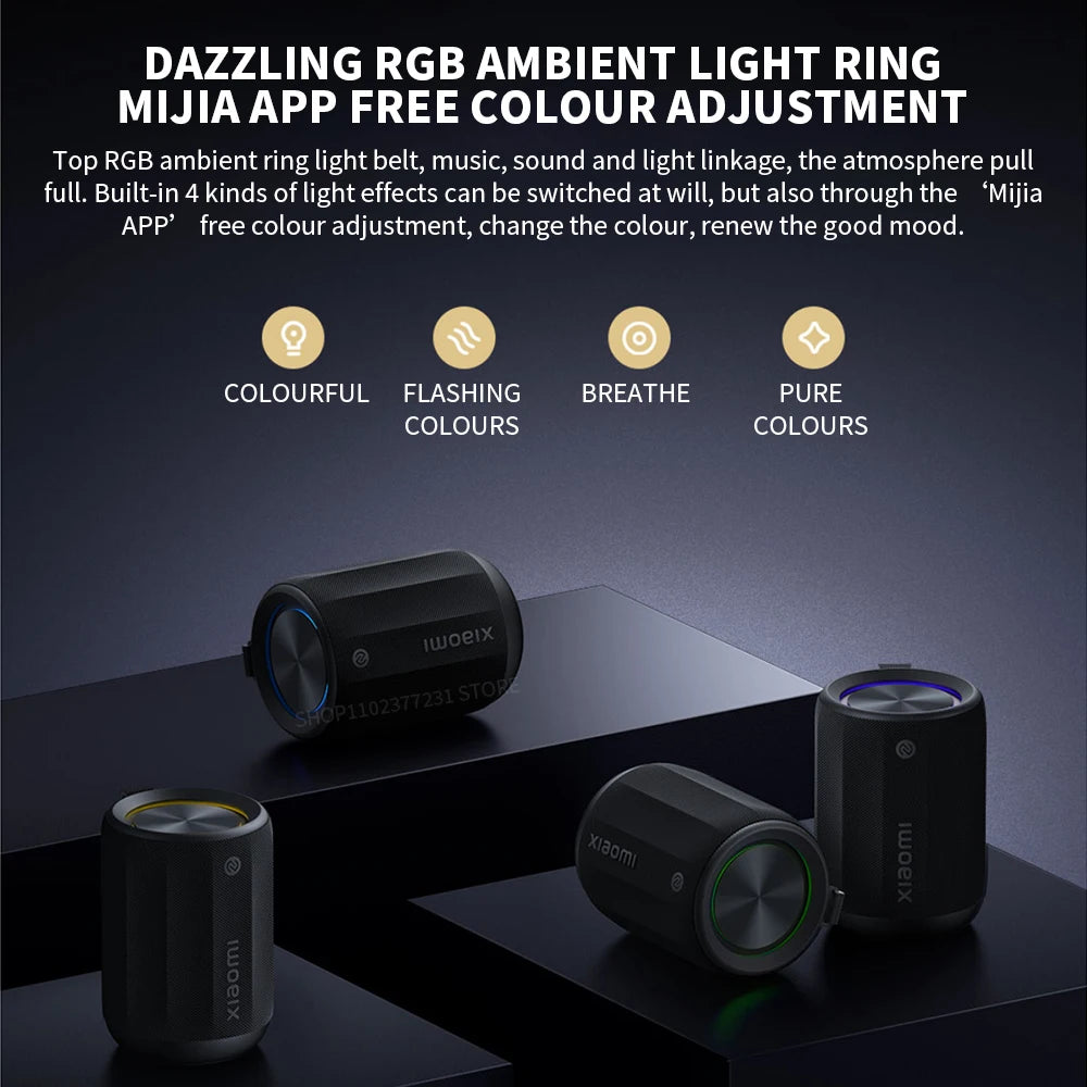 Original Xiaomi Bluetooth Speaker Mini is compact and portable, with an RGB ambient light ring offering customizable colors CN.