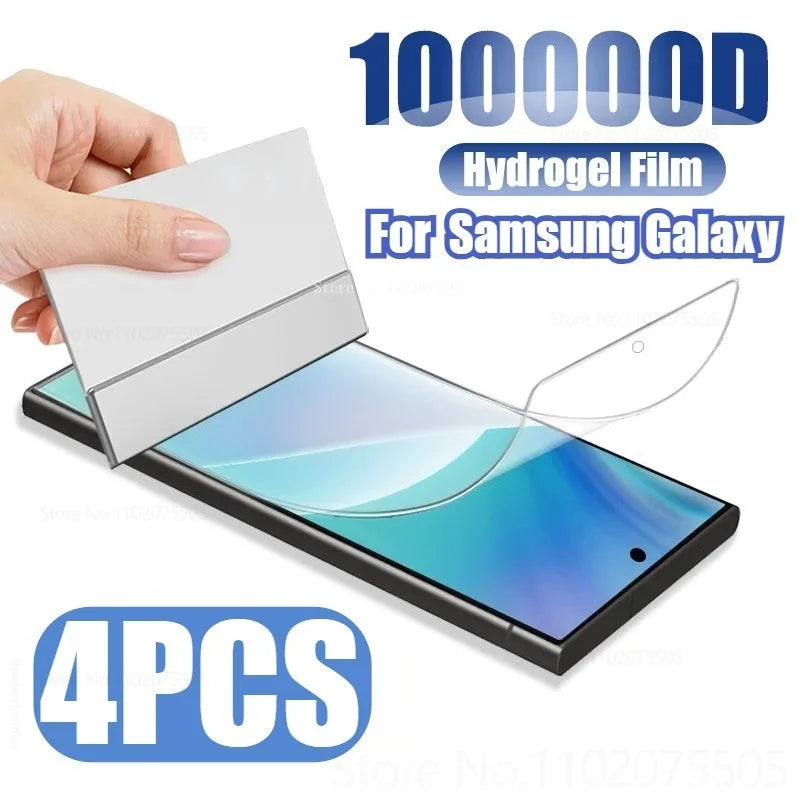 4Pcs HD Full Cover Hydrogel Film for Samsung Galaxy S23/S24/S25 Ultra S24FE Screen Protection Film S20Plus S22/S21Ultra No-Glass AE 4pcs HD Film Tidesmit