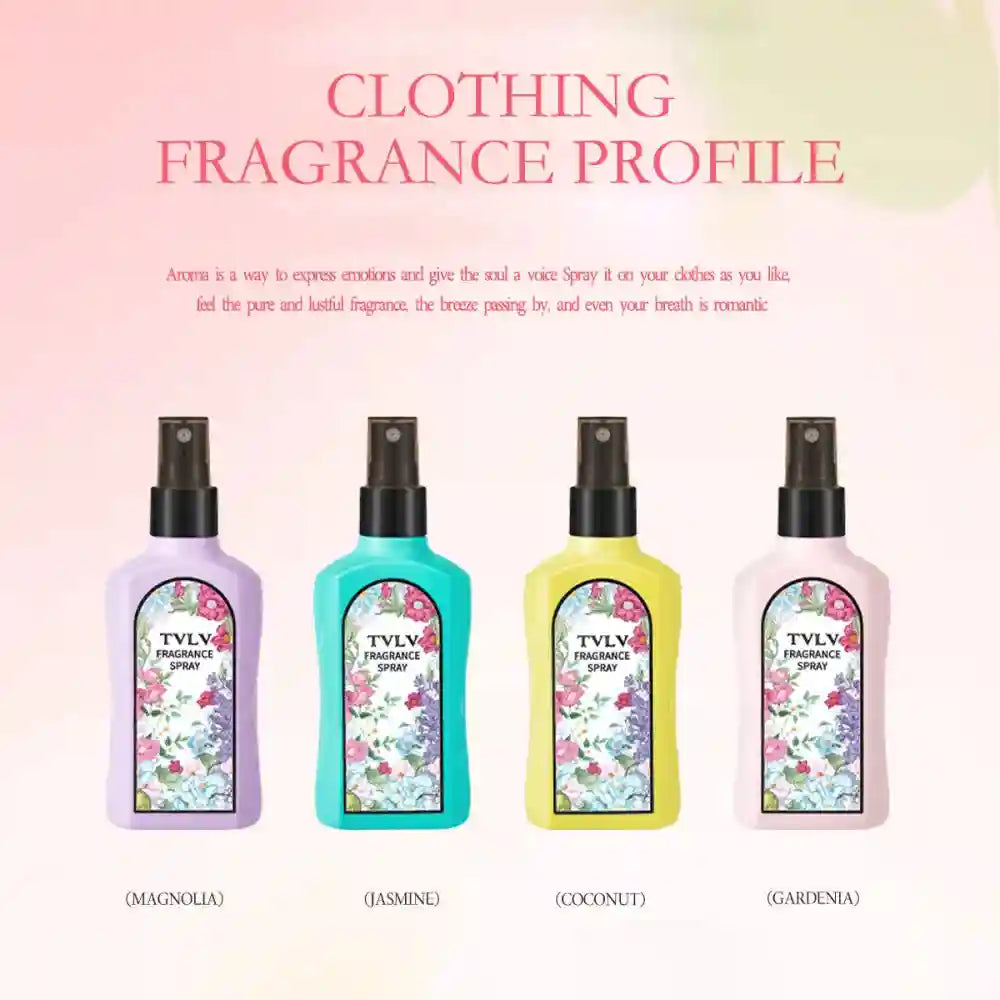 TVLV 4-piece alcohol-free fragrance spray set: floral scent bottles (magnolia, jasmine, coconut, gardenia) for all.