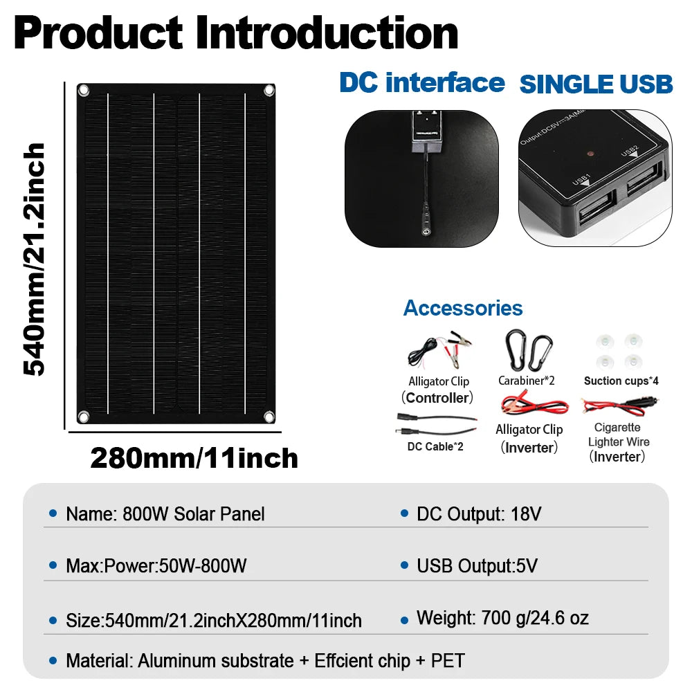 Cheaper Option 10000W Peak Solar System Kit 800W Panel 100A Controller 12V 220V Inverter Generator for power bank Radio Use lawn