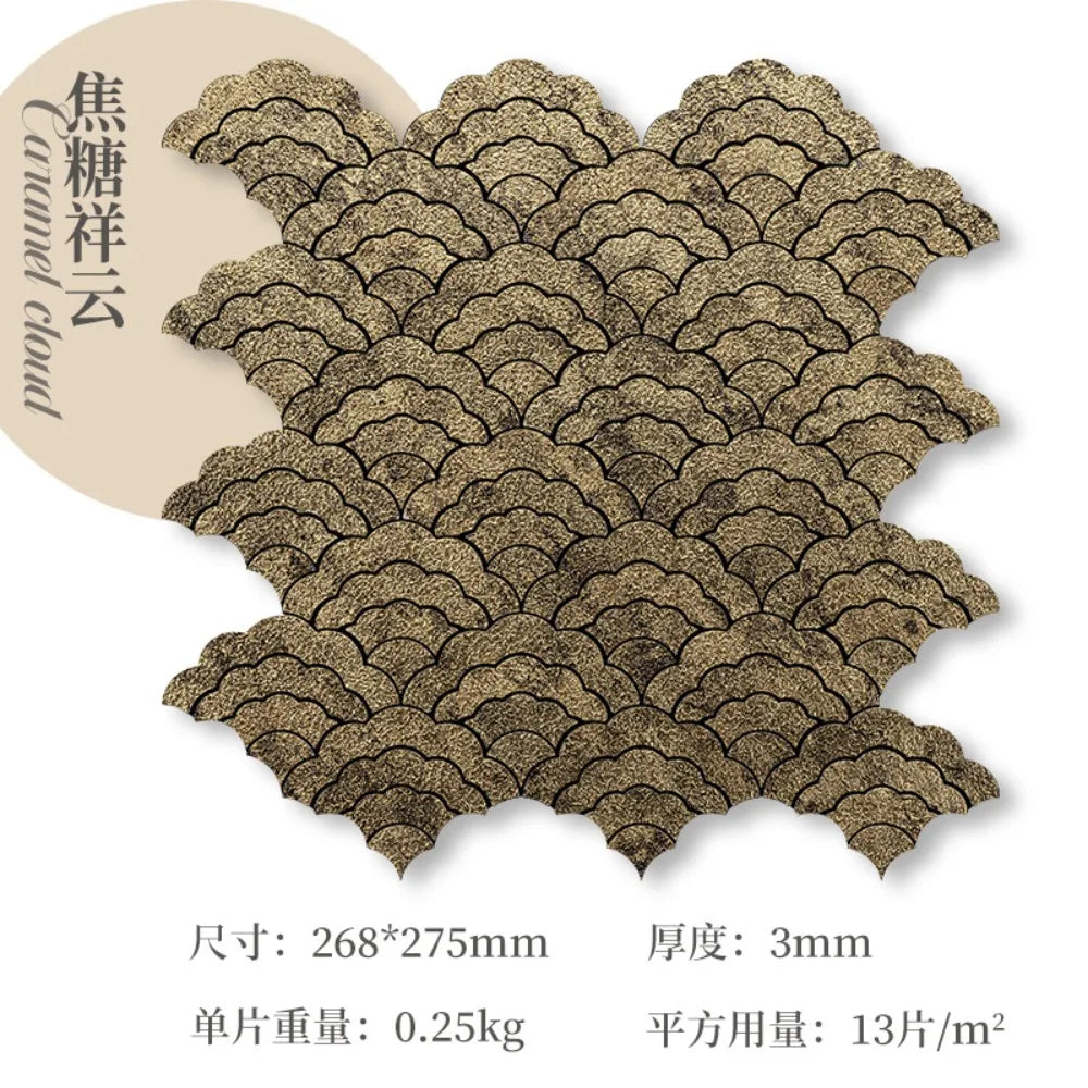 Gold cloud-scale self-adhesive wall sticker, 268x275mm, 3mm thick
