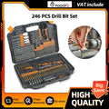 Podofo 246Pcs Complete Drill Bit Combination Set HSS Titanium Twist Wood Masonry Drill Screwdriver Bits with Storage Case