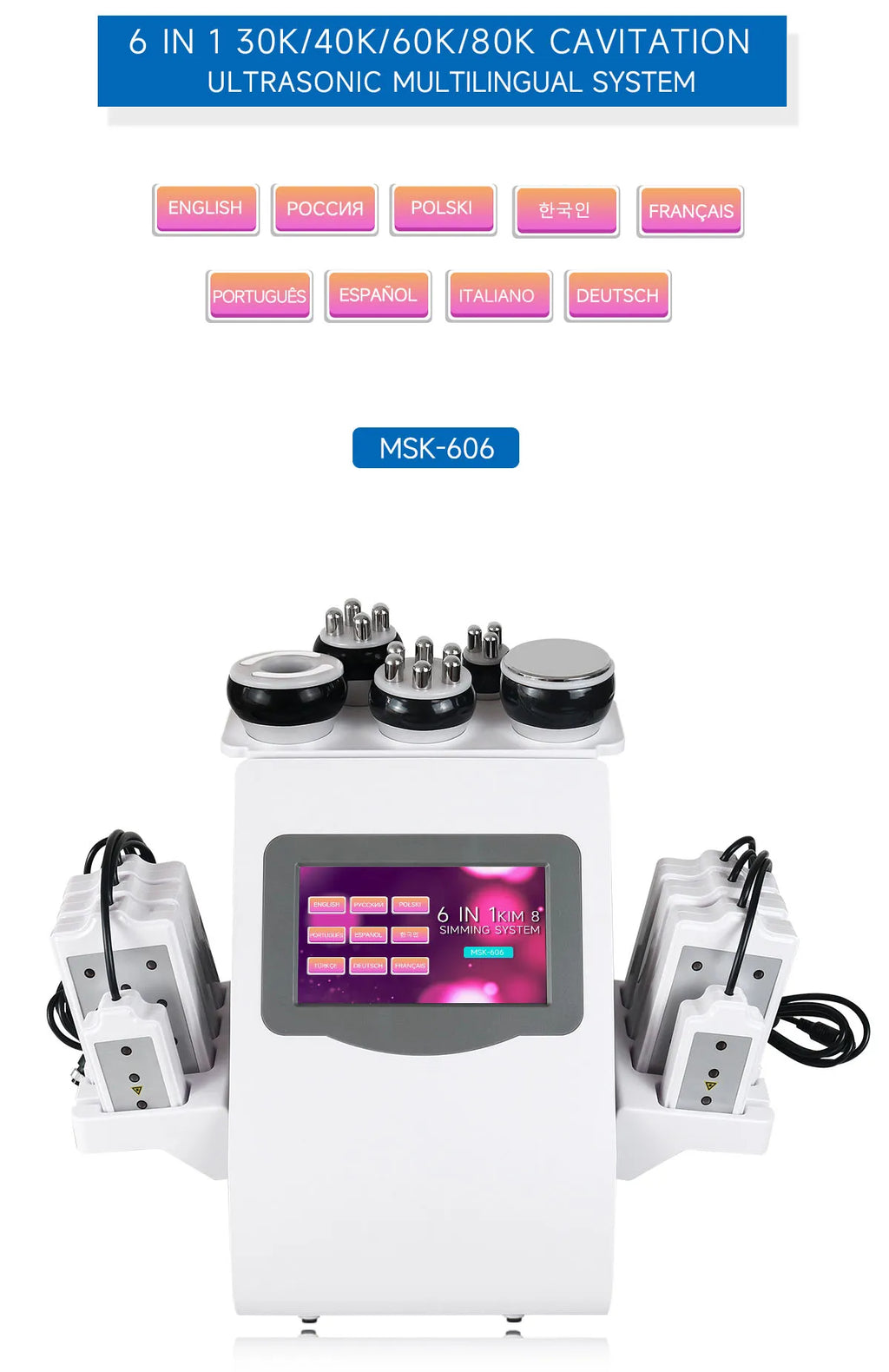 Ultrasonic Cavitation Machine 6-in-1 Body Slimming Device Body Shaping Massage Equipment Tidesmit