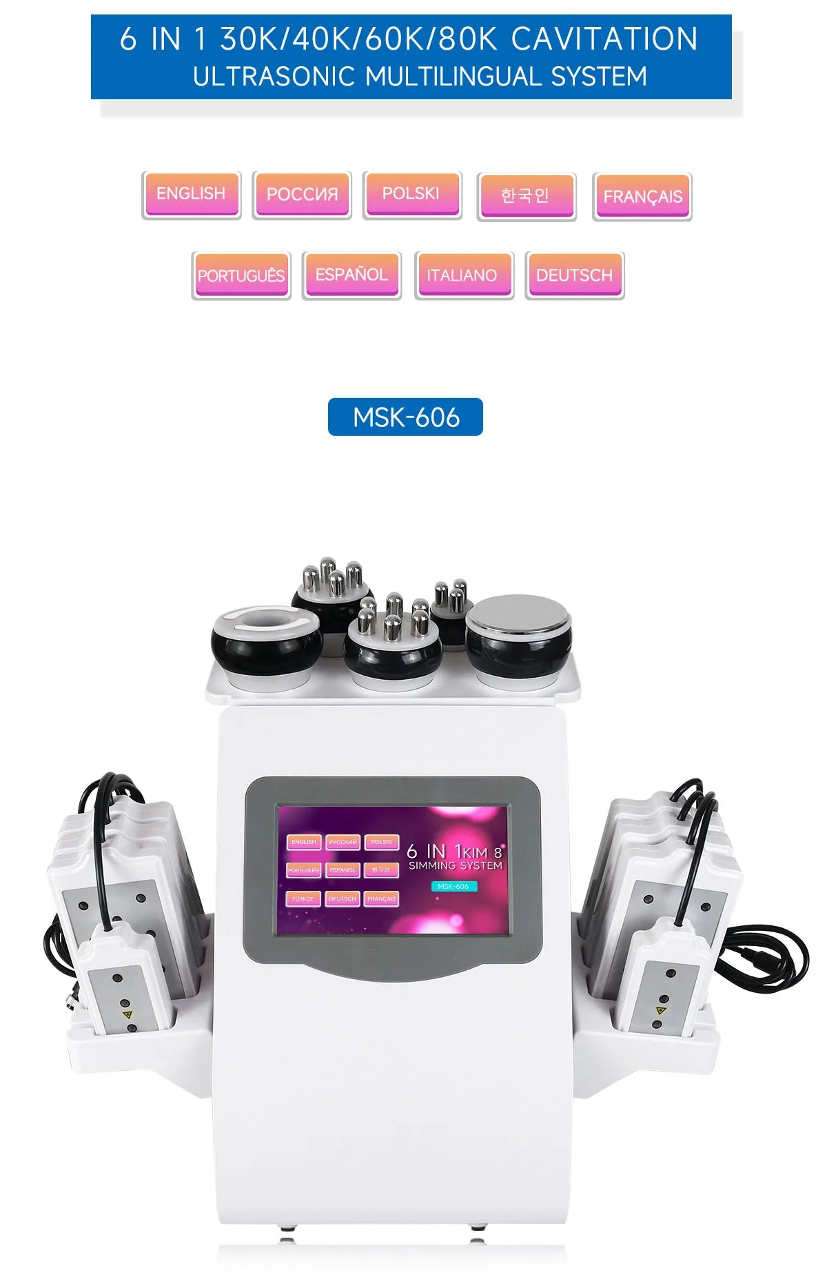 Ultrasonic Cavitation Machine 6-in-1 Body Slimming Device Body Shaping Massage Equipment Tidesmit