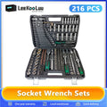 Leekooluu 216PCS 1/4" 3/8" 1/2" Socket Wrench Set with 24-Tooth Ratchet Wrench for Automotive Motorcycle Repair & Household