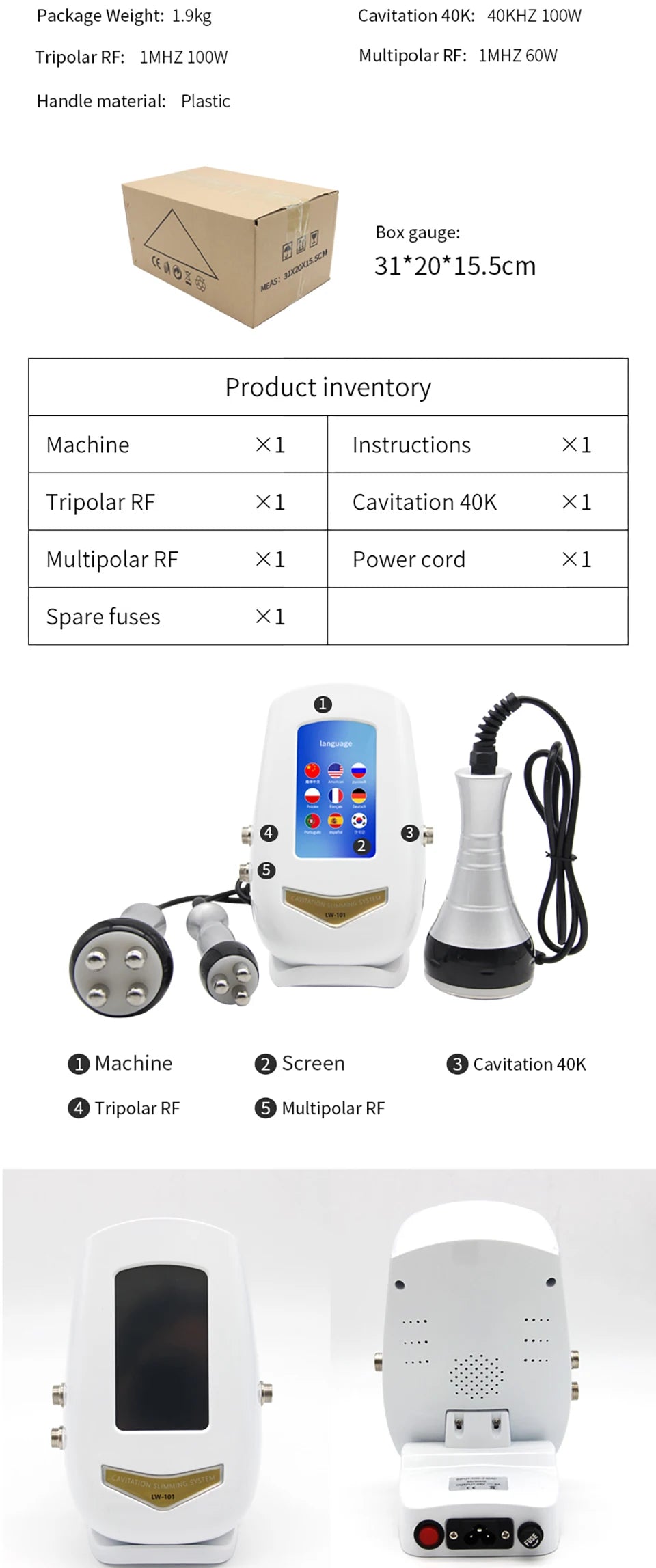40K Cavitation Machine & RF Body Slimming Device for Targeted Massage Body Shaping Massage Equipment Tidesmit