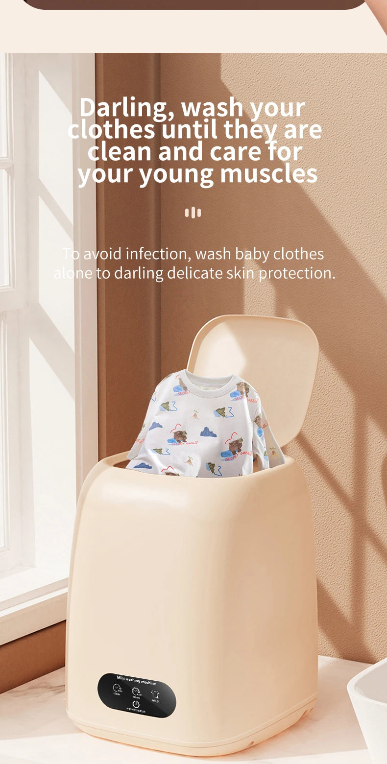 Tidesmit portable mini washing machine with spin dryer for underwear and children's clothes, side angle view.
