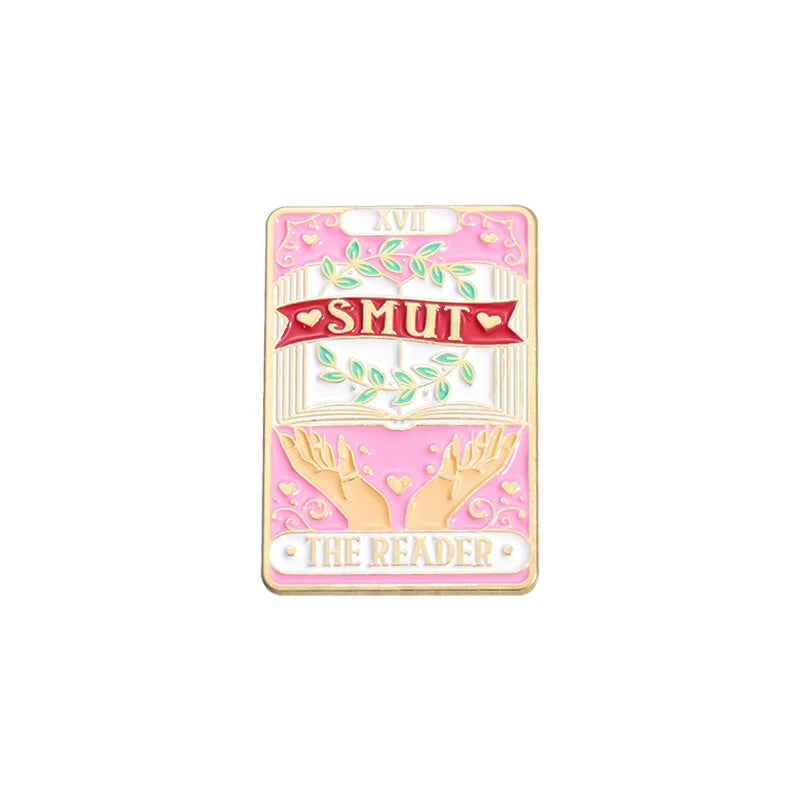 SMUT THE READER Brooch Tarot Card Enamel Pin Fashion Cartoon Lover Book Brooch Lapel Backpack Badge Jewelry Gift For Friends