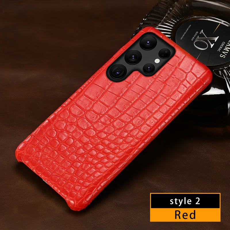 Samsung Galaxy S25 Ultra Leather Case - Slim Military-Grade Protection red 2 Tidesmit