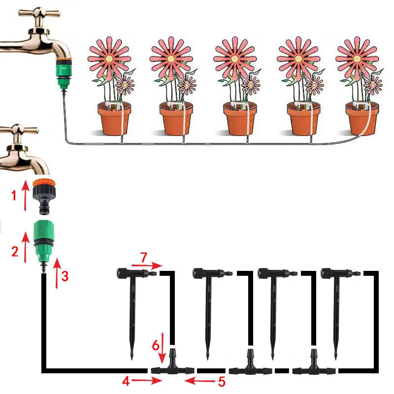 Garden Black Adjustable valve Drip Irrigation Kit Potted Plant Watering Device 4/7mmHose Watering Saving MicroDripper Greenhouse