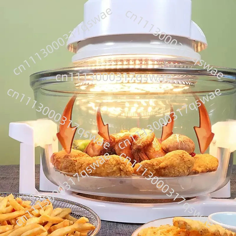 12L 17L Large Visible Glass Air Fryer Oven No-Oil Smokeless Hot Wave Convection Roaster For Home Kitchen Baking Grilling Frying