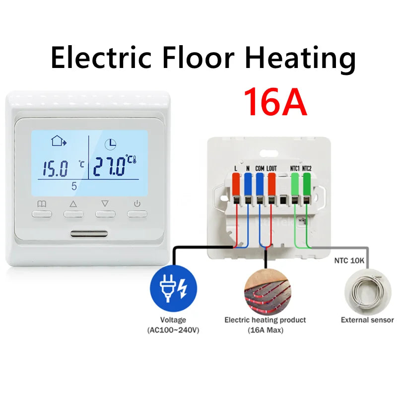 WiFi Heat Floor Programmable Thermostat 220V 16A Electric Home Underfloor Warm Heating Temperature Controller APP Remote Control