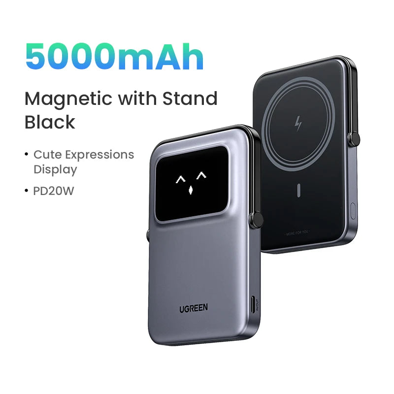 Magnetic Power Bank 10000mAh Wireless Fast Charger with PD Support 5000mAh Black Tidesmit