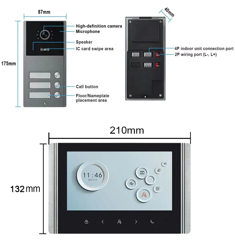 2/3/4 Unit Home Video Intercom for Apartments Residential Intercom Doorbell Wifi Video Door Phone System with RFID Card Unlock