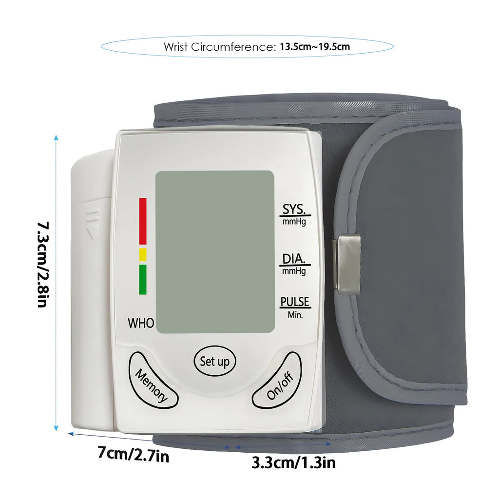Wrist Blood Pressure Monitor Tonometer Tensiometer Automatic Digital Pulsometer Sphygmomanometer Health Monitor
