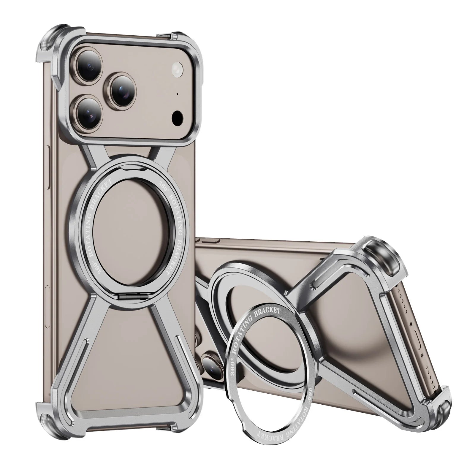 iPhone 17 Pro Max Shockproof Metal Frame Case with Integrated Rotate Stand 5 Tidesmit