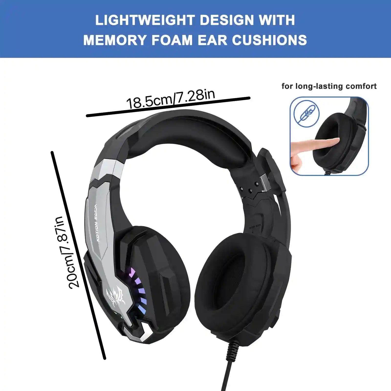 Wired Gaming Headphones With Mic - Over-Ear Noise Cancelling Black/White Tidesmit
