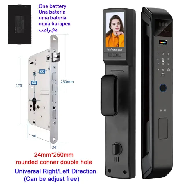 WIfi Tuya APP Remote Unlock Voice Intercom 3D Face Recognition Smart Door Lock With Camera Fingerprint Password Digitl Door Lock