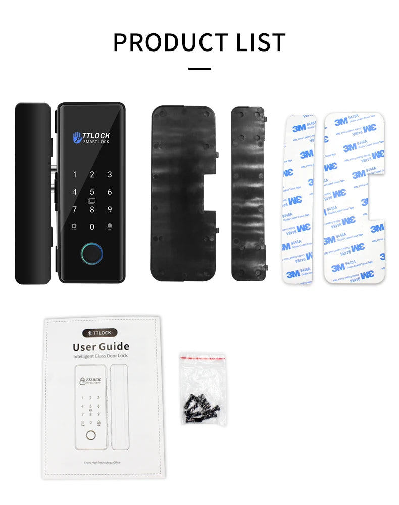 Bluetooth TTLOCK APP Unlock Control Smart Glass Door Lock Electronic Biometric Fingerprint Electric Lock Password 13.56Mhz RFID