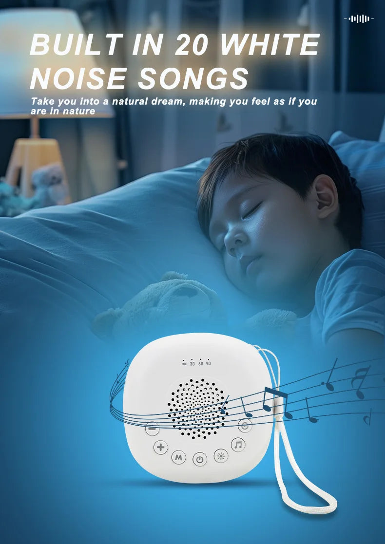 White Noise Machine Portable Baby Sleep Machine Soothing Sounds Sleep Therapy Sound Monitor Generator for Babies Adult Relax