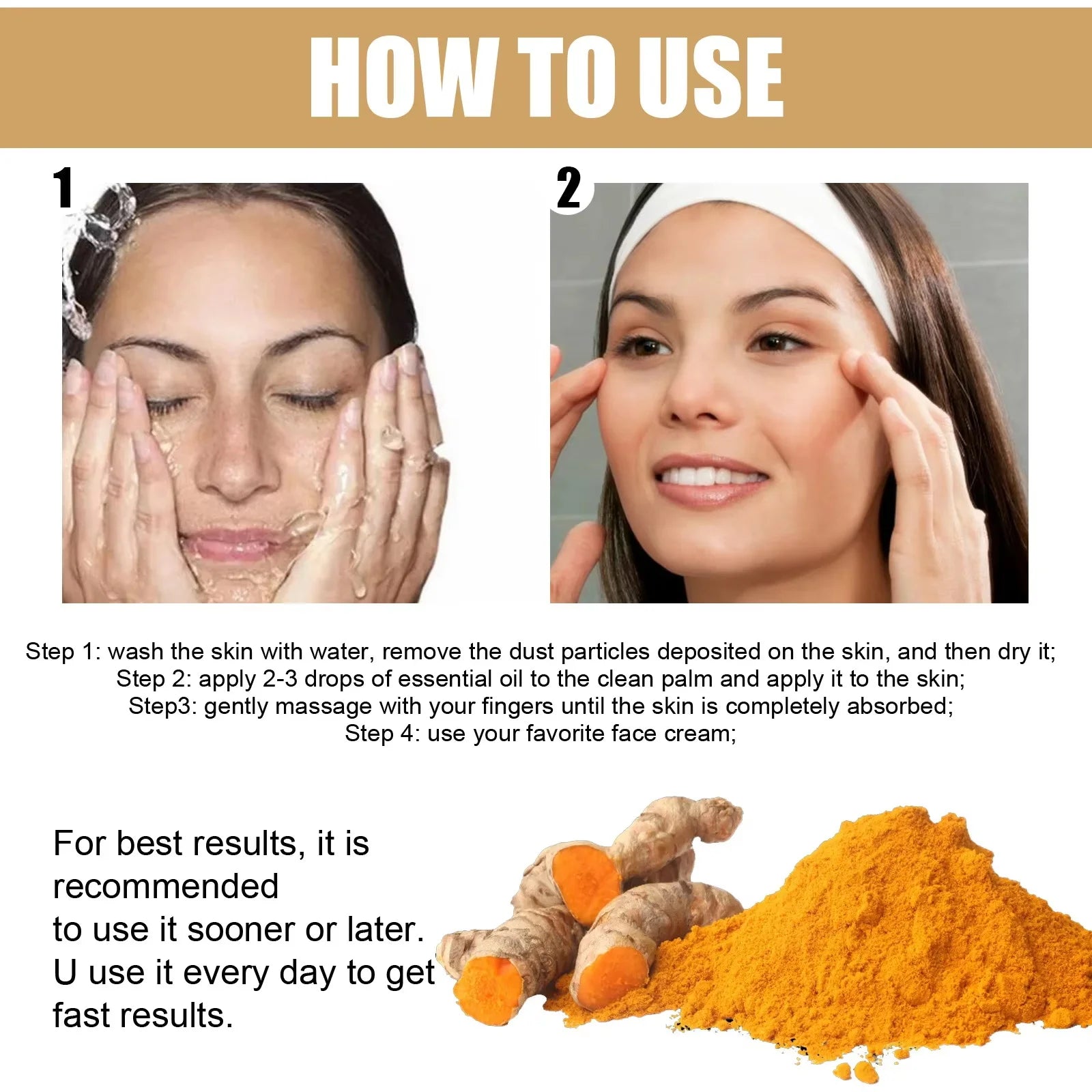 Turmeric Freckle Removing Whitening Essence Fade Pigmentation Melasma Dark Spots Corrector Repair Serum Korean Skin Care