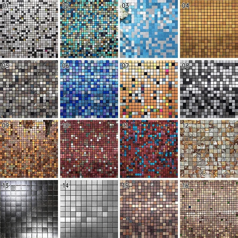 30X30Cm Self Adhesive Mosaic Wall Decal Waterproof Kitchen Bathroom Wallpaper Wall Stickers Small Lattice Crystal Sticker Tile