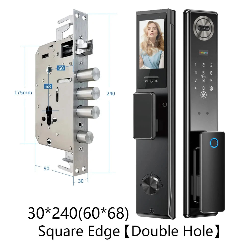 SANKESONG 3D Face Recognition Smart Door Lock,Palm Vein Recognition Video Smart Lock with Camera,Build-in WiFi,APP Control