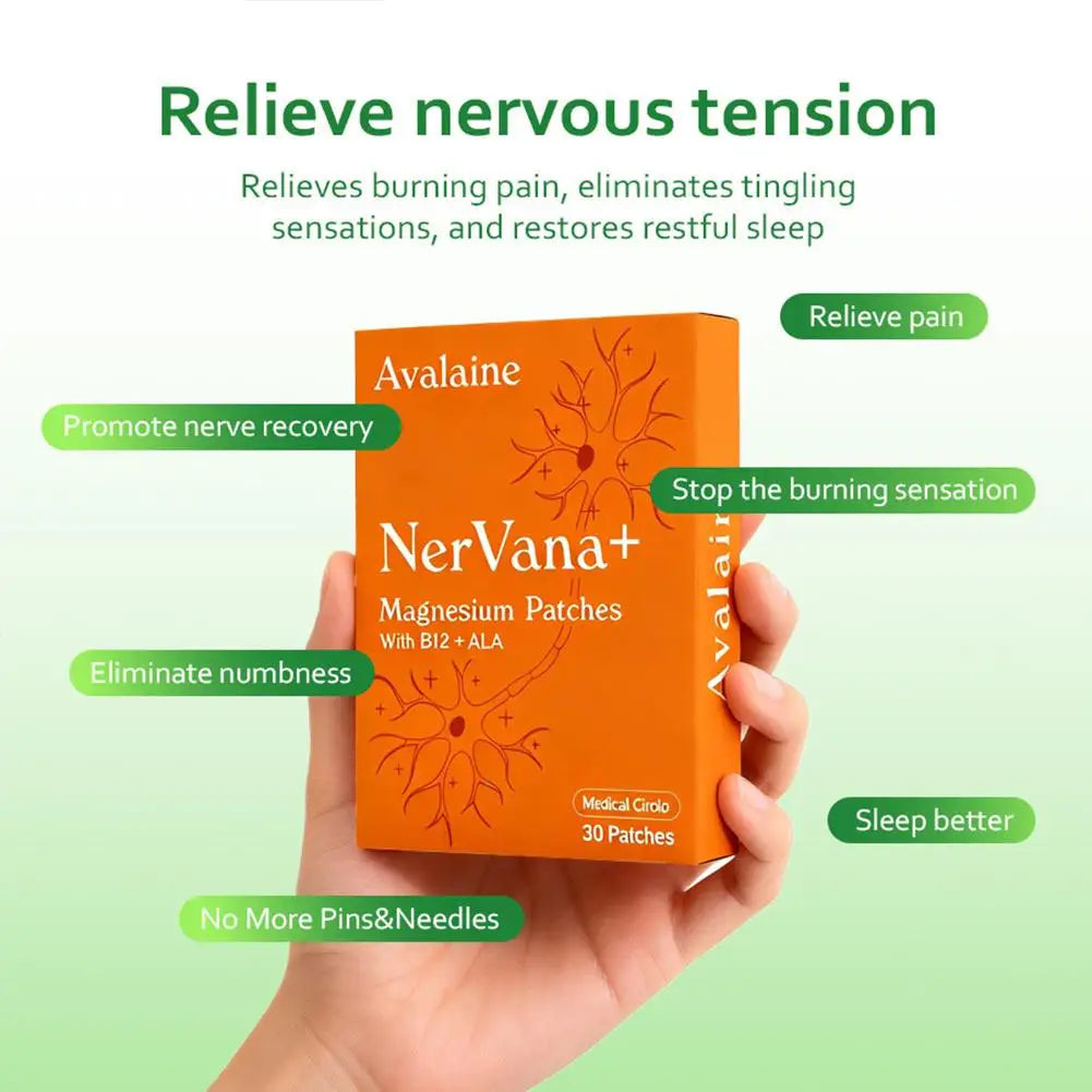Avalaine NerVana+ Magnesium Patches Skin Care Patch Muscles Relaxation Support Patches Natural Calming Relax Aid Repair