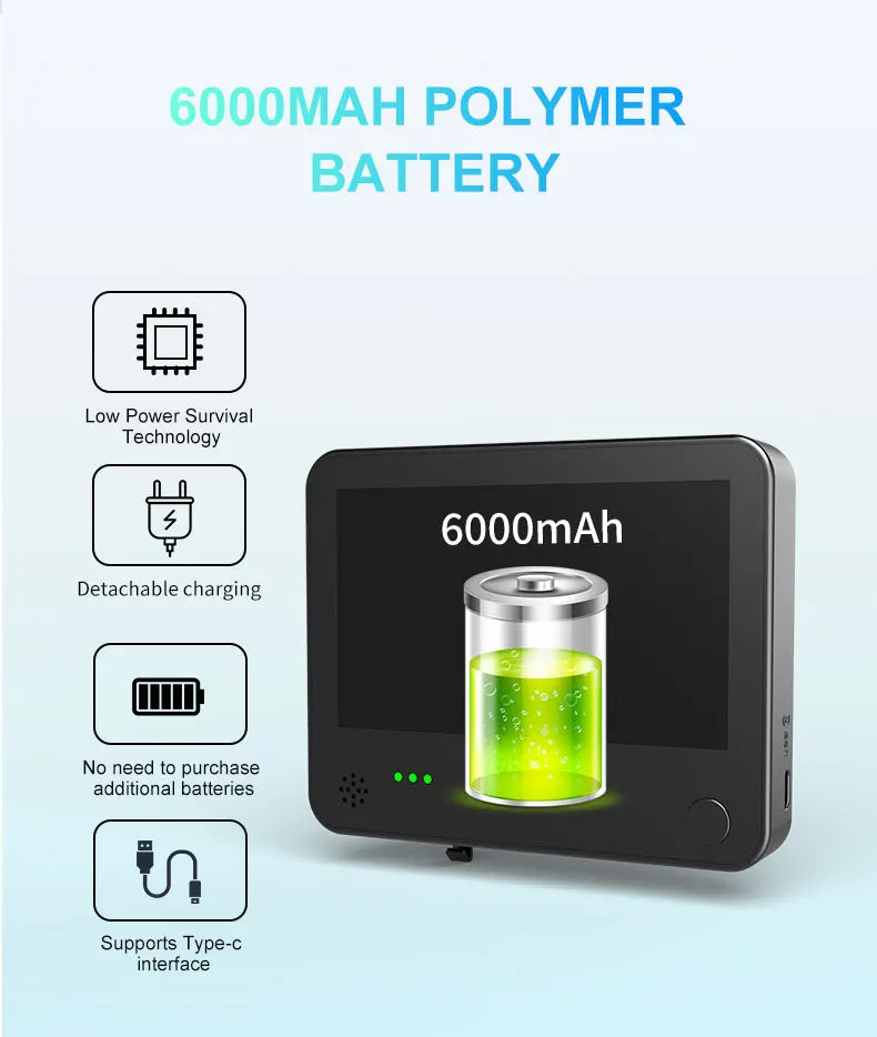 DANMINI 4.3'' Smart Door Peephole Camera WiFi Tuya Human Detection 6000mAh 120° 2KHD  3MP IPS HD Screen Remote Video Eye