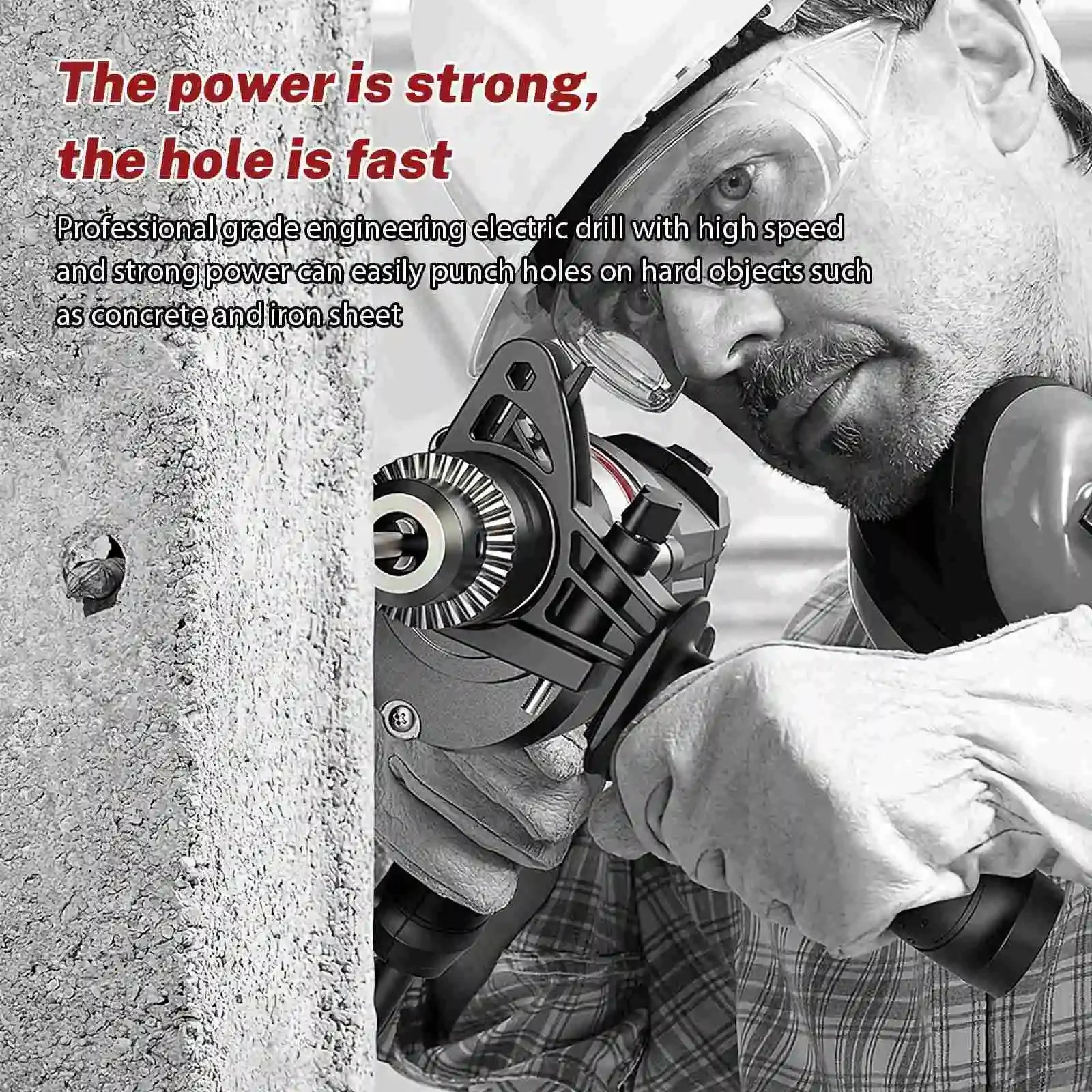 Electric Drill Impact Drill Multi-function Variable Speed Wood Metal Stone Cutting Off Household Wall Hole Drilling Power Tools