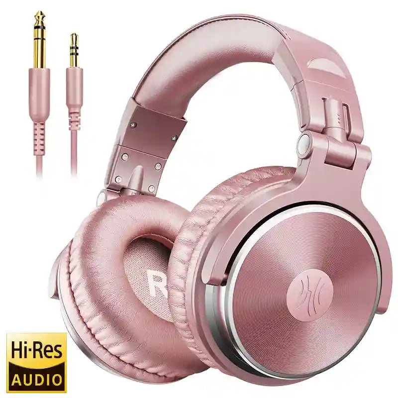 Wired Over-Ear Studio Monitor Headphones with Mic - Tidesmit Pro 10 Pro 10 rose gold Tidesmit